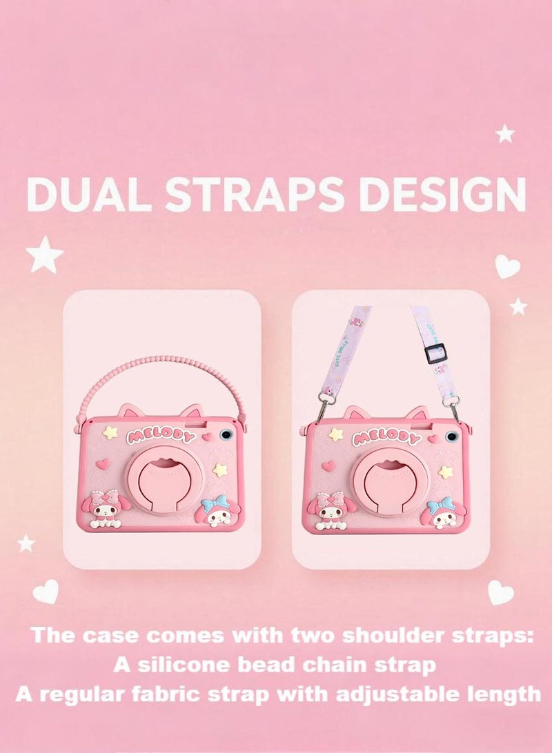 واقي كرتوني لجهاز Samsung Galaxy Tab A9 Plus 11 بوصة حافظات مع حامل أقلام ومقبض وحمالة كتف وحزام كتف غطاء كرتوني لطيف للفتيات المراهقات لجهاز Samsung Galaxy Tab A9 plus - Image 2